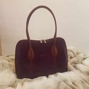 Genuine Vera Pelle Borse In Pelle eggplant colored shoulder purse